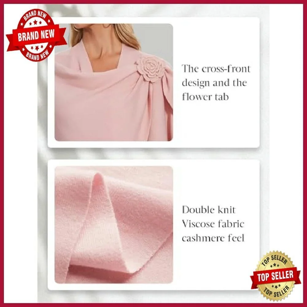 Elegant Cross Front Shawl Wrap Soft Poncho Cape Travel Accessory